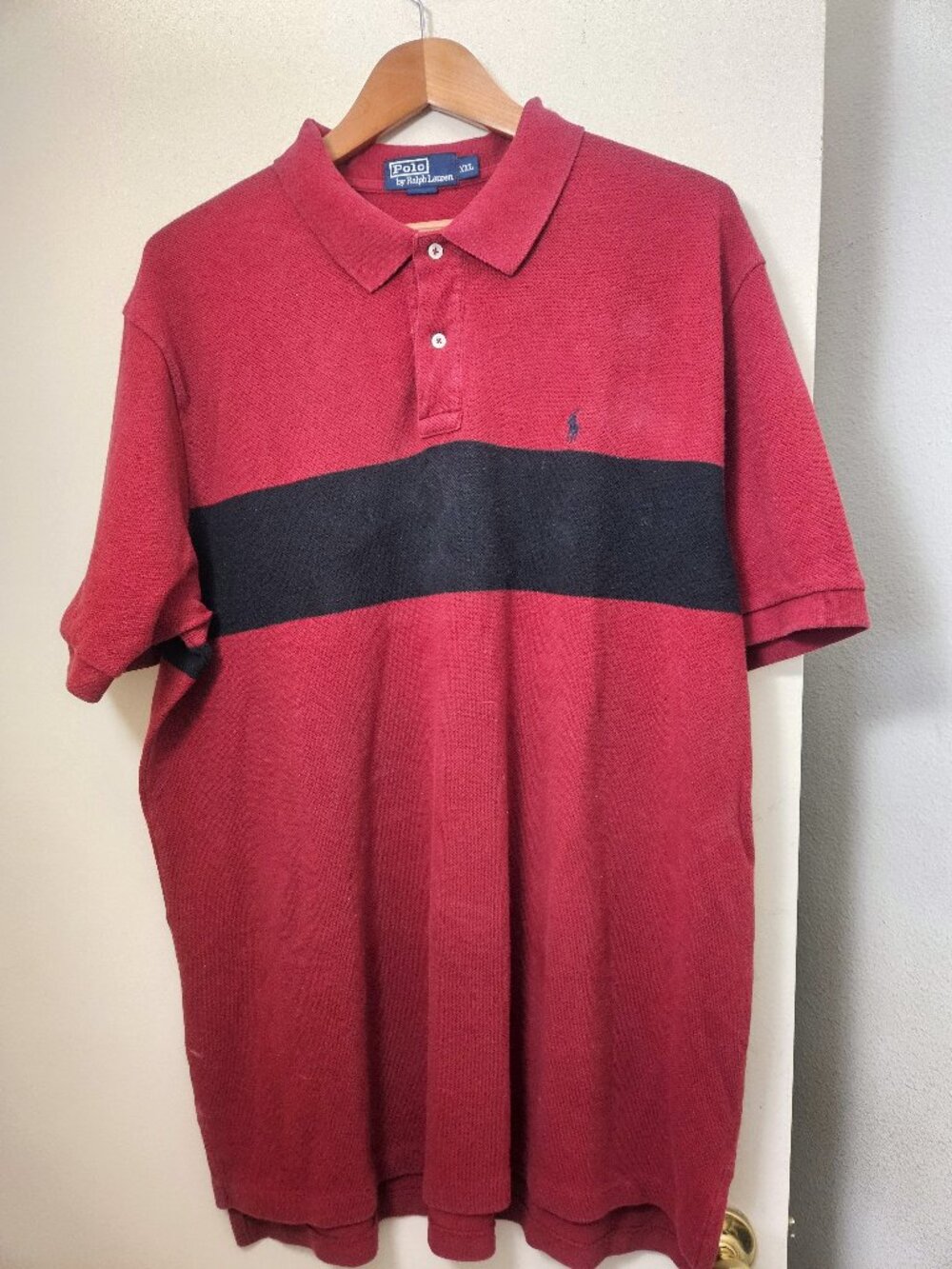 Polo Ralph Lauren Waffle Men's XXL Red Navy Stripe Heavyweight Y2K Preppy Vtg